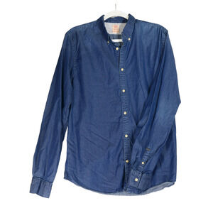 Scotch & Soda Blue Button Down Shirt Mens Large Blue Chambray Denim Long Sleeve